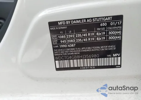 2017 Mercedes-Benz Gla 250 4Matic из США, поврежденный, VIN WDCTG4GB8HJ356980